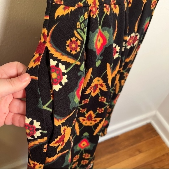 Lularoe Amelia Fit & Flare Dress Black Mustard Floral - Picture 7 of 12